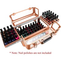 Trousse de Maquillage Professionnelle à 2 Plateaux avec Miroir, Valise de Rangement en Aluminium pour Vernis à Ongles, Boîte à Bijoux Verrouillable