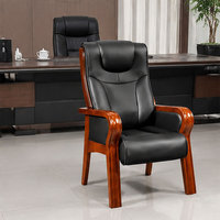 Chaise de conférence pour visiteurs en cuir PU avec cadre en bois massif, dossier haut, pieds fixes, garantie de 3 ans, pour bureau, salle de réunion, hôtel moderne