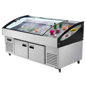 3 floor cooling and freezing ice cream deli dishes cooked food display cooler for restaurant supermarket food store