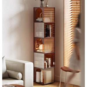 Librería Esquinera Metálica de Altura Ajustable con Estantes de Acrílico - Diseño Moderno para Sala de Estar y Dormitorio - Product Image 1