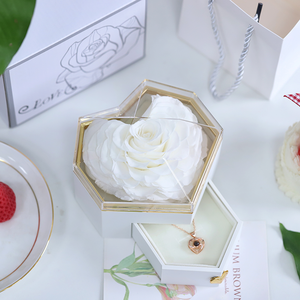 Boîte à bijoux en acrylique personnalisée, rose éternelle écologique, style <span class=keywords><strong>romantique</strong></span>, décoration d'intérieur, cadeaux pour la Saint-Valentin, la fête des mères - Product Image 2