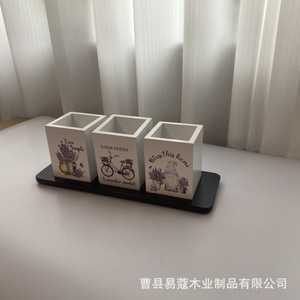 Wooden Knife Fork <b>Storage</b> <b>Box</b> Rectangle Multifunction Tableware <b>Kitchen</b> Countertop Organizer Rack - Product Image 3