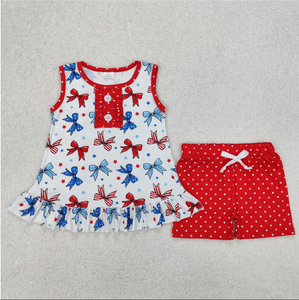 Conjuntos de túnica y pantalones cortos con lazos del 4 de julio para hermanas pequeñas - Product Image 2