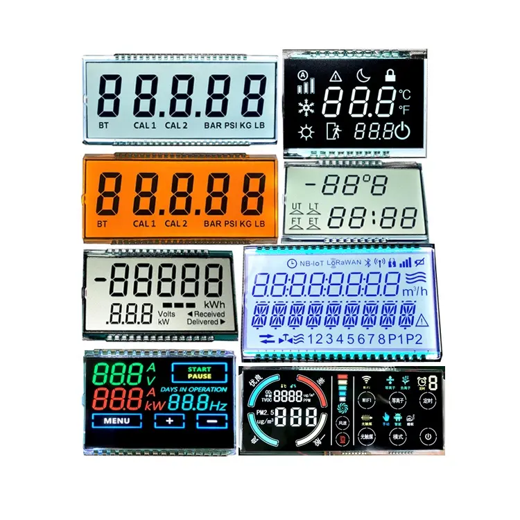 Caratteri neri sfondo grigio 14 7 segmenti schermo Display LCD a segmenti monocromatici personalizzati di fabbrica TN Energy Meter LCD