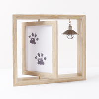 Cadre photo commémoratif moderne en bois de pin avec empreintes de pattes d'animaux personnalisées (chien et chat), étanche, pour présentation sur table