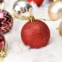 Ornamen Bola Natal Gantung Bermotif Eropa Anti Pecah Berbahan Plastik dengan Cetakan UV dan Motif Salju