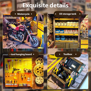 Casa de Muñecas de Madera para Taller de Reparación de Automóviles y Kit de Casa en Miniatura DIY - Casa de Muñecas de Madera con Miniaturas para Construcción Creativa y Juego - Product Image 3