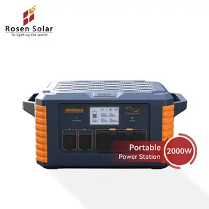 便携式太阳能发电站2000W 1000W 110V 120V 220V交流输出家用发电机，带LiFePO4电池