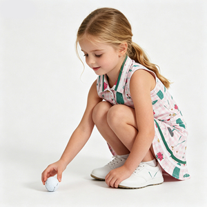 Tenue active 2 pièces à imprimé golf pour petites filles, ensemble haut sans manches et jupe à carreaux roses, vêtements décontractés d'été pour enfants - Product Image 4
