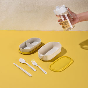 Lonchera de Dos Niveles Todo en Uno con Cubiertos y Botella Aislada, 2 Compartimentos, Ecológica, a Prueba de Fugas, para Regalos Corporativos - Product Image 3