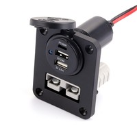 Chargeur de voiture rapide PD 12V-24V 60W avec 2 ports USB-A 5V 2.4A, chargeur USB-C étanche à montage sur panneau pour voiture, bateau, camping-car, camion