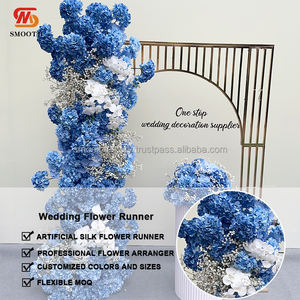 Camino de Mesa con Flores de Hortensia Azul Fantasía LEDA, Decoración para Bodas, Camino de Mesa con Flores para Fiestas de Cumpleaños - Product Image 2