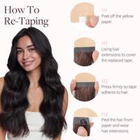 Fournisseur chinois Alibaba, distributeurs en gros de cheveux brésiliens ou russes, extensions de cheveux noirs 100% Remy en bandes adhésives
