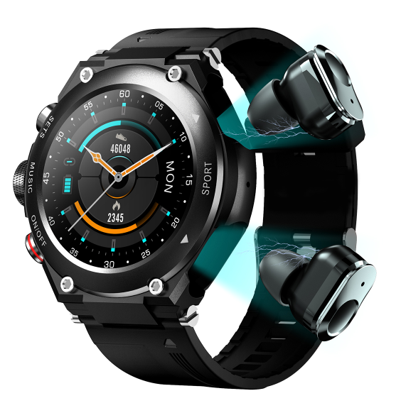 T92 1.28 Inch Smart Watch Wireless Earbuds 2 1 Fitness Tracker Long Standby Sports Smartwatch Waterproof IP67 Compass Function