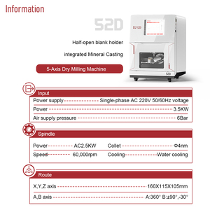 Fresatrice Dentale CNC a 5 Assi di Alta Precisione per Disilicato di Litio a Secco, Attrezzatura <span class=keywords><strong>CAD</strong></span>/<span class=keywords><strong>CAM</strong></span> per Laboratorio - Product Image 6