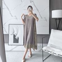 Robe d'été décontractée 2023 plissée Miyake grande taille coupe ample style robe de bal avec franges numériques et boutons, idéale pour les fêtes de Pâques