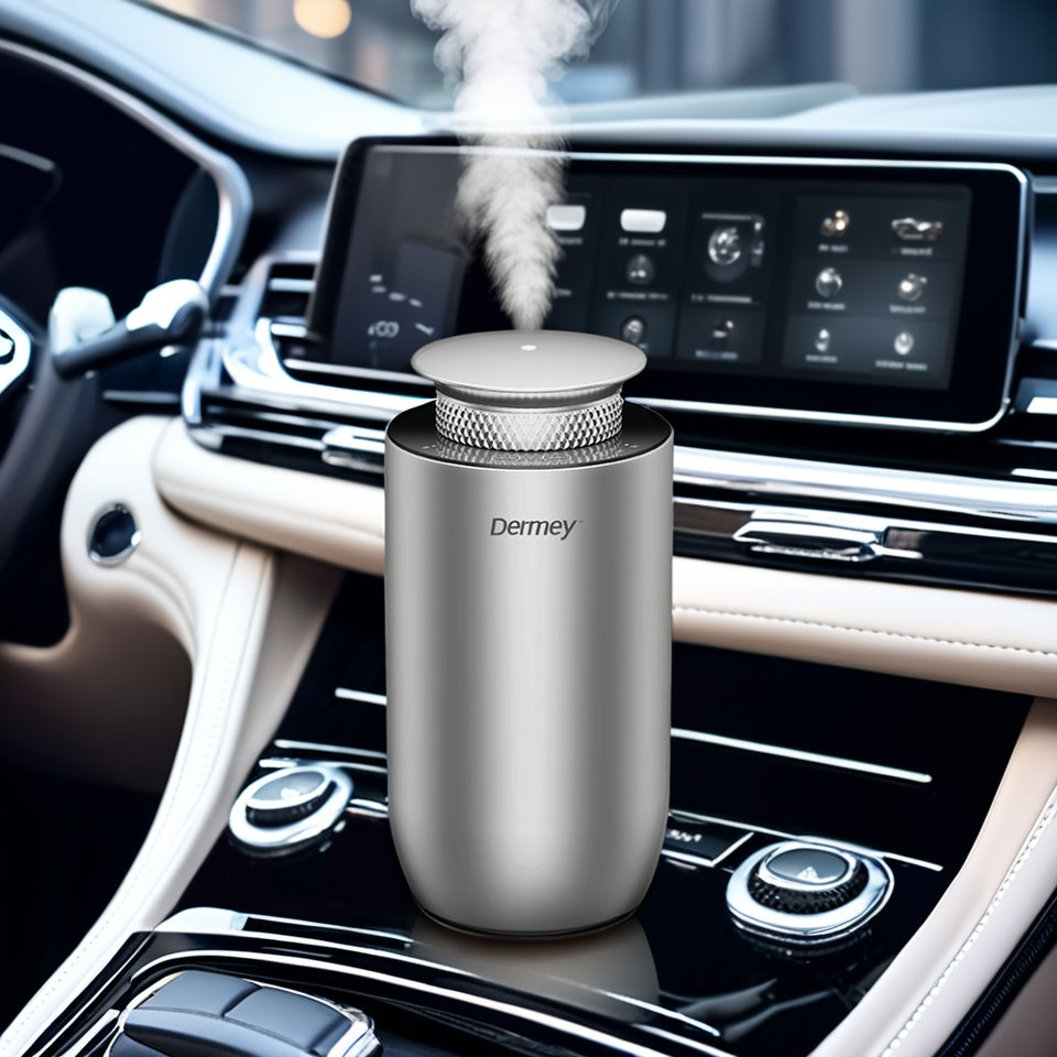 Dermey A12 Wireless Car Fragrance Diffuser USB C for Cup Holder | Air Purifying Aromatherapy