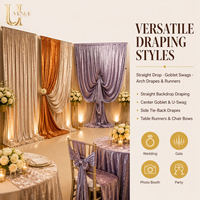 Uvenue Rideaux de fond en velours froissé 210 GSM pour scène de mariage, événements, fêtes et banquets