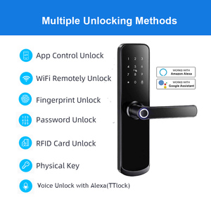 Cerradura de <span class=keywords><strong>Puerta</strong></span> Biométrica con Huella Dactilar WiFi, Impermeable, TTlock, Compatible con Alexa, Manija de <span class=keywords><strong>Puerta</strong></span> Inteligente de Aluminio, <span class=keywords><strong>Entrada</strong></span> Digital sin Llave para <span class=keywords><strong>Puerta</strong></span> de Acero - Product Image 2