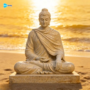 Handgemaakt design, natuurlijk massief wit marmeren Boeddha zittend op lotus standbeeld voor tuin & villa - Product Image 4