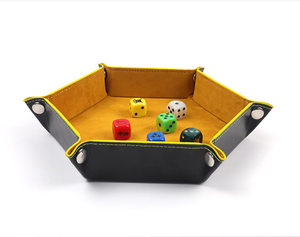 Plateau de rangement de bureau en cuir PU et velours de haute qualité, pliable, pour DND et autres jeux de table, plateau à dés hexagonal roulant - Product Image 4