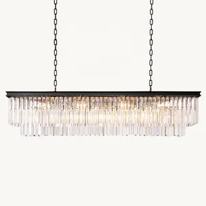 Modern American Crystal Glass Rod Pendants Chandelier Lighting Fixture For Living Room Dining Room Kitchen Island Foyer Lobby