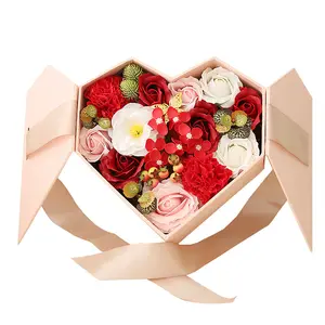 Birthday Present New Romantic Hot-selling Artificial Soap Flower Colorful Gift Box Package Soap Rose Flower