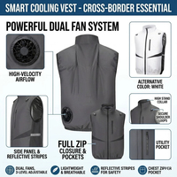 Gilet de travail sans manches pour homme avec ventilateur à moteur brushless 28V haute performance, durable, pour le refroidissement estival, fermeture éclair, tenue climatisée pour l'extérieur