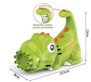 Sigao HYP026 Pistolet à bulles en plastique à 10 trous, motif dinosaure mignon, capacité de 50 ml, nécessite 3 piles AA, pour les enfants de 2 à 14 ans - Product Image 2
