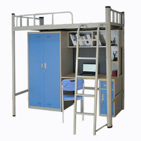 Lits superposés avec bureau et armoire Lits superposés en métal avec tiroirs Casier Lits superposés en acier avec coffre-fort