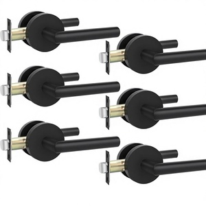 Goldenwarm - Juego de 6 Manijas Modernas Negras Mate para Puertas Interiores, de Acero Inoxidable, Fácil Instalación - Product Image 2