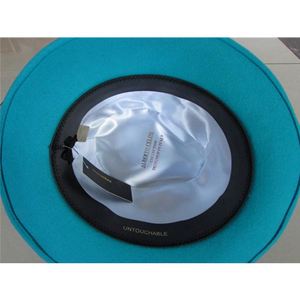 Chapeau Fedora Unisexe en Laine avec Ruban et Plumes, Chapeau Jazz pour Homme, Chapeau en Feutre de Laine pour Fête et Banquet, Chapeau Fedora Bleu en Laine pour Homme - Product Image 3