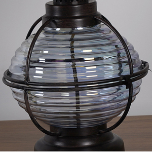 בית חווה מחנה מבטא דקורטיבי רטרו עתיק בציר זכוכית פנס עיצוב שולחן מנורות - Product Image 3