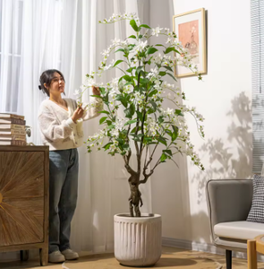 Arbre artificiel de <span class=keywords><strong>jasmin</strong></span> étoilé, plante artificielle Trachelospermum Jasminoides, arbre à fleurs blanches pour la décoration intérieure du salon - Product Image 1