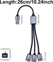 Kabel Splitter USB Type-C 3 in 1 dengan Jaket Nilon, Hub USB 2.0, Konverter OTG, Pengisian Cepat 3A, Transfer Data untuk Smartphone, Laptop, Tablet