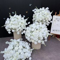 Bola Bunga Sutra Putih Gaya Sederhana EG-FB-WH13, Bola Bunga Polos untuk Dekorasi Suasana Modern, Latar Belakang Fotografi, Acara Pesta
