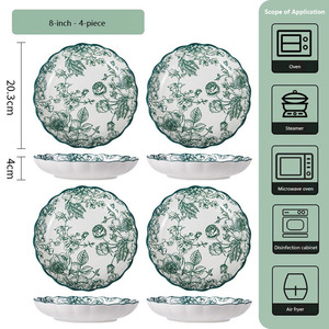 Экологичная винтажная керамическая тарелка с рельефным кружевным узором для десертов, послеобеденного чая, ужина, для вечеринок, дома и отелей - Product Image 3