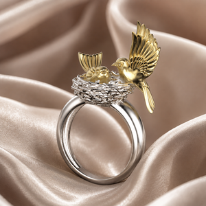Anello a Forma di Nido d'Uccello, Design Creativo Bicolore per Donne - Product Image 5