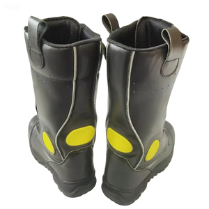 Bottes de pompier en cuir anti-épines Ayonsafety, ignifuges, avec bouton rotatif, faciles à enfiler et à retirer, bottes de sécurité incendie pour le sauvetage - Product Image 1