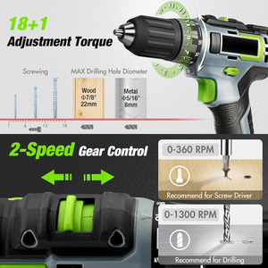 Bộ dụng cụ cầm tay khoan/vặn vít dùng pin Lithium-ion không dây mạnh mẽ, tốc độ biến thiên, thích hợp cho việc tự làm - Product Image 5
