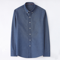 Kemeja Oxford Lengan Panjang Pria 100% Katun Kerah Kancing Bawah Kemeja Kasual Formal untuk Pria