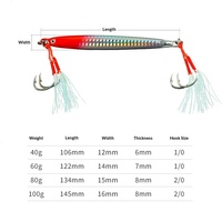 Leurre de pêche jigging en métal à coulée rapide 40g-100g, appât dur pour la pêche au maquereau en eau profonde et salée, double hameçons