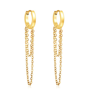 Pendientes Geométricos con Cadena Dorada, Círculo de Acero Inoxidable, Accesorios de Moda para Mujer - Product Image 5