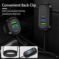 66W USB C Chargeur rapide de voiture 5-en-1 Électrique 5-Port Super Fast Charging Phone Adapter QC3.0 PD C 1.5m ABS Cable SCP OTP/OVP