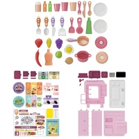 Ensemble de cuisine pour enfants en plastique EPT 68 pièces avec lumière, musique et menu effaçable, jouet de cuisine d'imitation pour les enfants de 2 à 7 ans