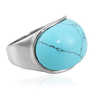 Yunnique – bague en pierre turquoise pour femmes, monture en acier inoxydable, bijoux cadeaux, bagues à la mode - Product Image 4