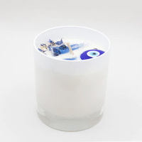 Bougie parfumée amusante contre le mauvais œil - Bougie artisanale en cire de soja Décoration de la maison pour les fêtes et Diwali Bougie originale en verre