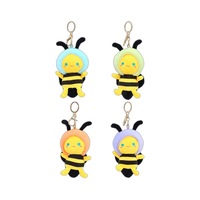 JAMELIN Porte-clés en peluche abeille mignonne de 12 cm, animaux en peluche, poupée douce, porte-clés, pendentif pour sac, mini charme abeille