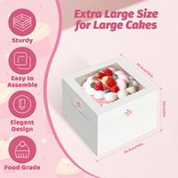 Boîtes à gâteaux carrées en carton blanc recyclables, de qualité alimentaire, 10*10*8 pouces, avec fenêtre, pour la décoration de gâteaux, fournitures cadeaux