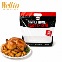 Sacs à poulet rôti avec logo personnalisé, fenêtre anti-buée laminée, poignée en plastique, fermeture éclair refermable, pour emballage de poulet grillé sur rôtissoire